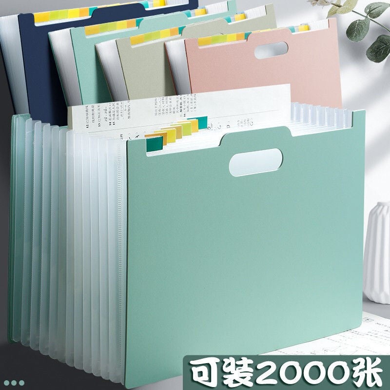 A4 Organ Bag Portable Vertical Test Paper Storage Bag Data Sorting Vertical Folder Student A4 Multi-Layer File Box - Image 5