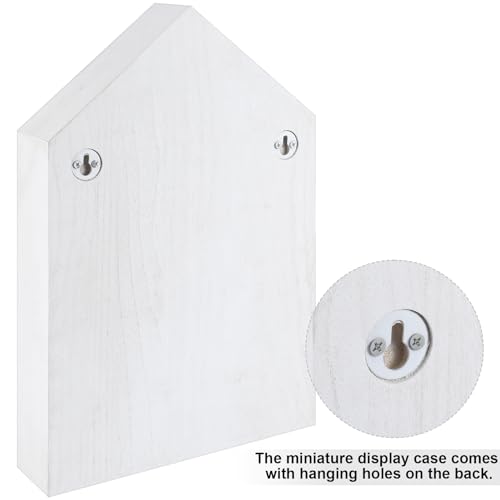 Threehoney House Shaped Wooden Shadow Cubby Box 10 W x 2 1/4 D x 15 H Hanging Display Shelf Organizer Wall Mounted Curio Cabinet Wooden Display Case Miniature Shelf for Figures(Wood Color) - Image 3