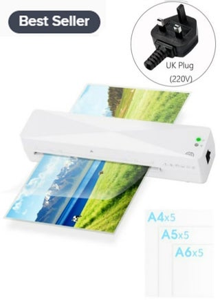 Laminator Machine 9 Inch Mini Thermal and Cold Laminating Machine Rapid Warm-Up (1-2 min) , White