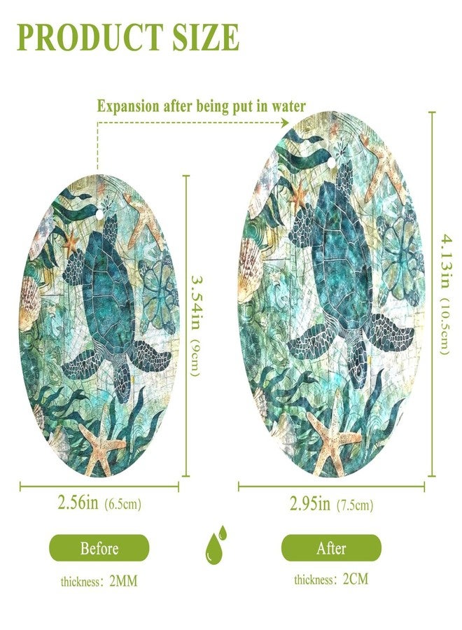 Ceiurey Sea Turtle Nautical Theme Scrub Sponges Expanding Coastal Starfish Shell Kitchen Cleaning Sponge Washing Dishes Non-Scratch Compressed Sponges Foam Compostable Pop up Sponges 3 Pieces - Image 2