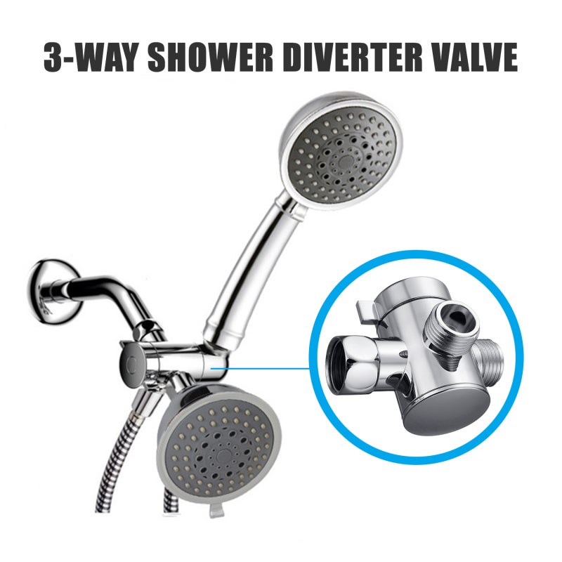 3-Way Shower Diverter Valve Silver Type 2: Durable Solid Premium ABS Construction - Easy Angle Installation With Wrench: G1/2 Connector for Bathroom Shower System Replacement, RV, Faucet Attachments - Image 4