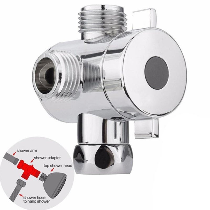 3-Way Shower Diverter Valve Silver Type 2: Durable Solid Premium ABS Construction - Easy Angle Installation With Wrench: G1/2 Connector for Bathroom Shower System Replacement, RV, Faucet Attachments - Image 3