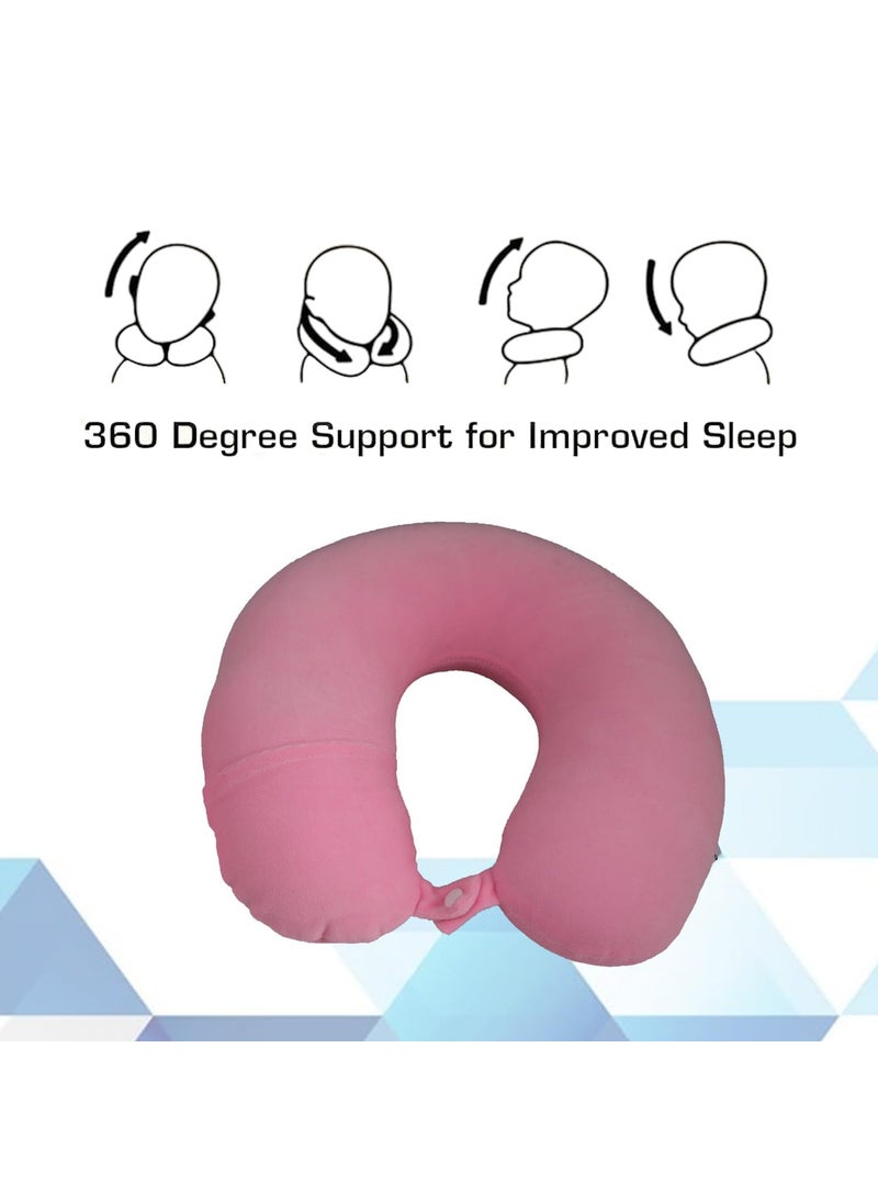 Ashtron Ashtron Neck Pillow for Travel Accessories Neck Pillow for Neck Pain Pink Round Car Neck Rest Car Pillow Flight and Train Accessory Pillow for Neck Pain Relief Neck Pillow for Sleeping  - Image 2
