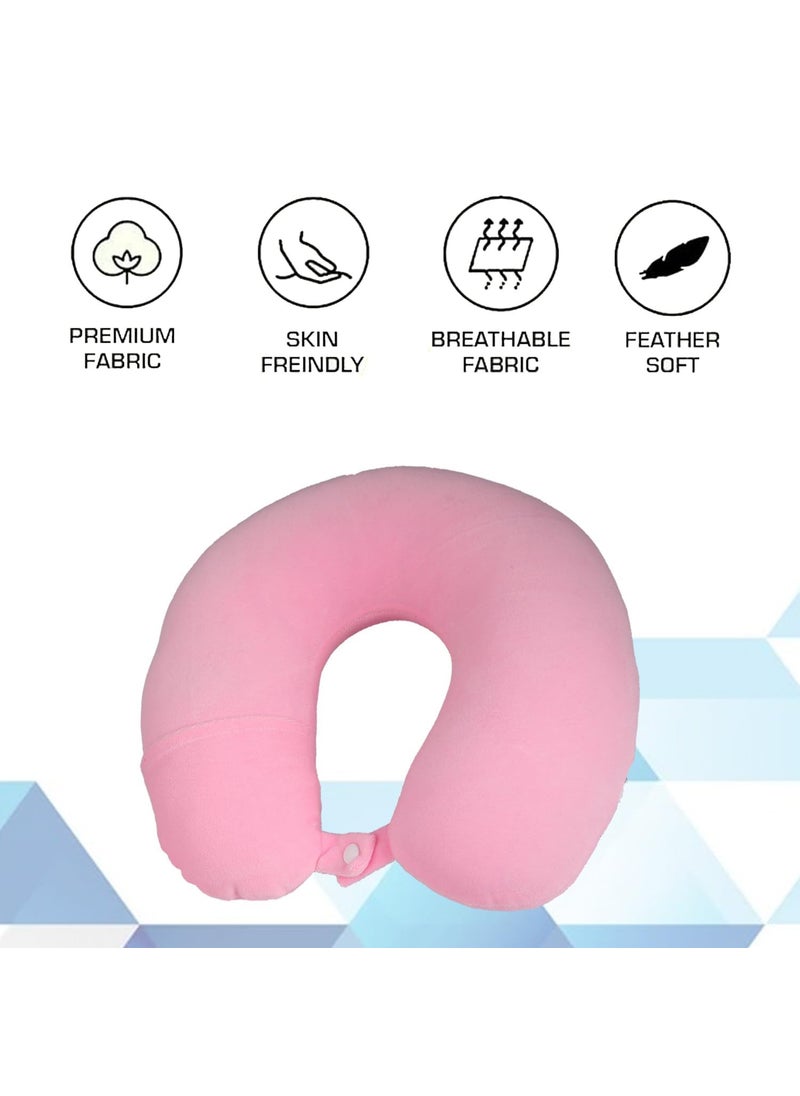Ashtron Ashtron Neck Pillow for Travel Accessories Neck Pillow for Neck Pain Pink Round Car Neck Rest Car Pillow Flight and Train Accessory Pillow for Neck Pain Relief Neck Pillow for Sleeping  - Image 4