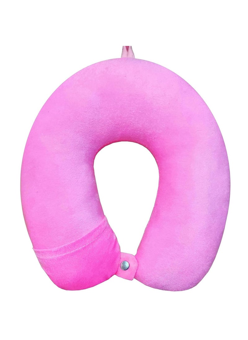 Ashtron Ashtron Neck Pillow for Travel Accessories Neck Pillow for Neck Pain Pink Round Car Neck Rest Car Pillow Flight and Train Accessory Pillow for Neck Pain Relief Neck Pillow for Sleeping  - Image 1