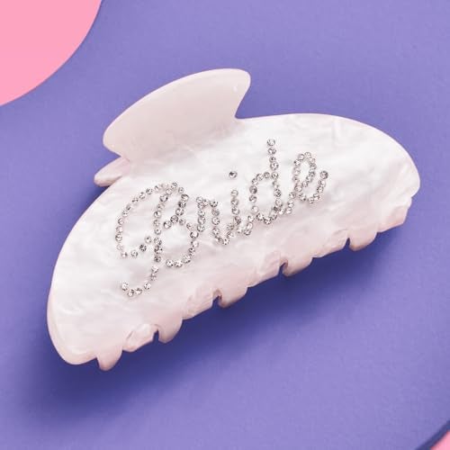 xo Fetti Bride Claw Clip White Acrylic Hair Clip Rhinestone Bride Logo  Bachelorette Party Decorations Bridesmaid Gift Bridal Shower Wedding