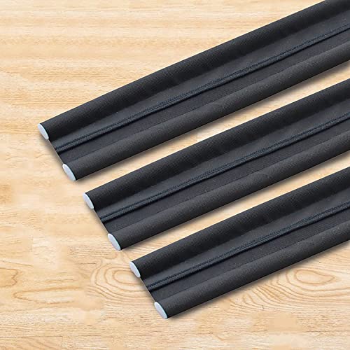 GLUN® 39Inch Door Bottom Gap Filler Strip, Stop Outside Dust, Hot Air, Insects, Water, Use in Wooden, Steel, Fiber, Plastic Doors 20mm Thickness Black Pack of 3 - Image 1