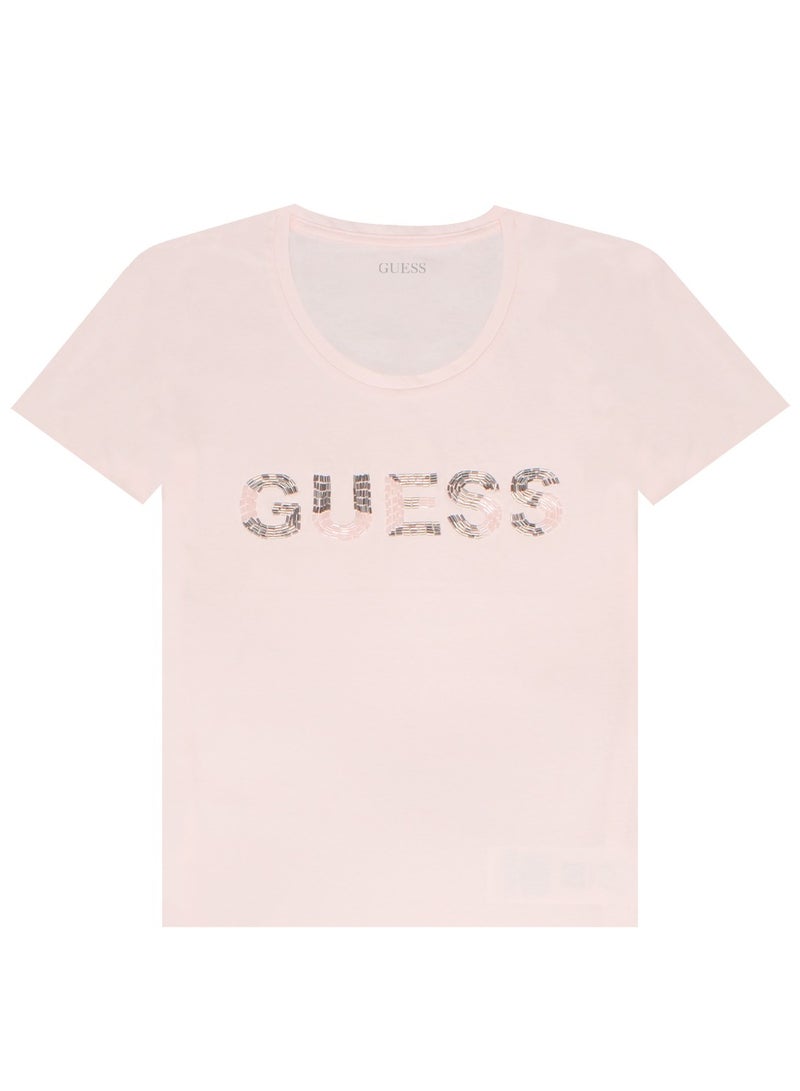 GUESS Guess Women Front Logo T-shirt Pink Color  - Image 2