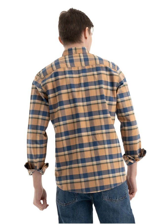 clever - Shirt Men's, Stylish, Oxford Cotton , Orange , Multicolor - Image 1