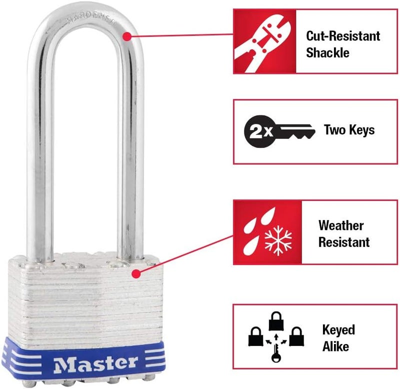 Master Lock 1TRILJ Outdoor Padlock with Key - 3 Pack Keyed-Alike - Image 2