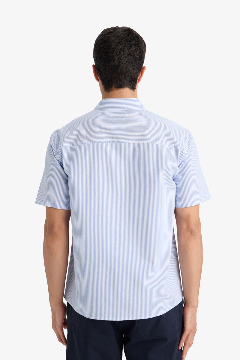 DeFacto Blue Man Basic Long Sleeves Cotton Shirt Casual - Image 4