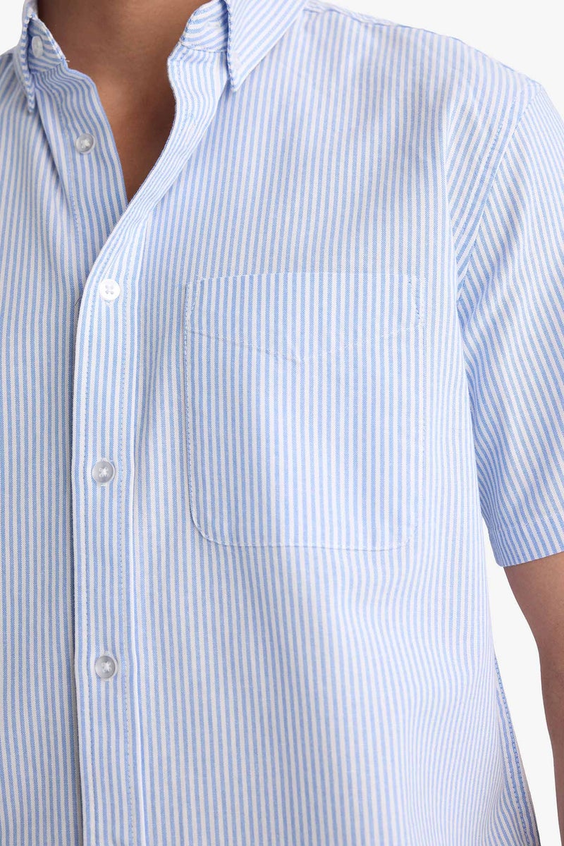 DeFacto Blue Man Basic Long Sleeves Cotton Shirt Casual - Image 3