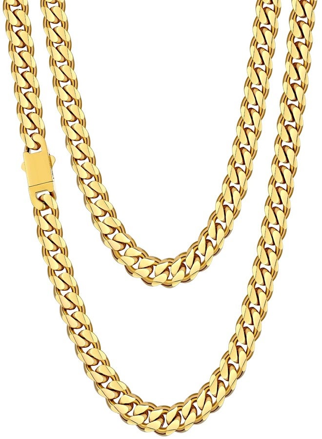 Fiusem 3.5mm Cuban Link Chains for Men, Silver Tone/Black/14K Gold Plated Stainless Steel Necklace Chain, Mens Necklace 16, 18, 20, 22, 24, 26, 28 Inch, 26 inches, Stainless Steel, No Gemstone - Image 1
