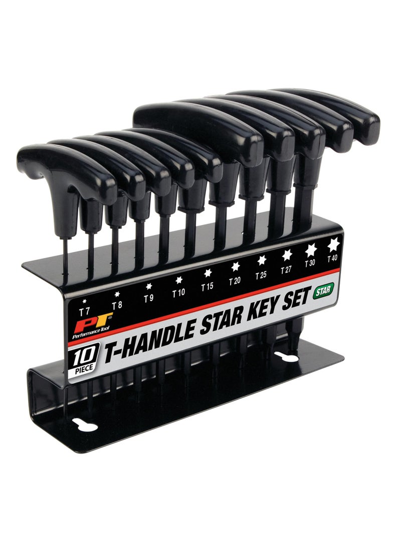 Performance Tool Performance Tool W80276 10-Piece Star T-Handle Allen Wrench Set, Long Arm Hex Key Wrench Set  - Image 1