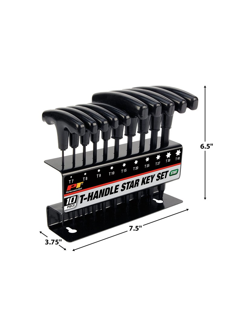 Performance Tool Performance Tool W80276 10-Piece Star T-Handle Allen Wrench Set, Long Arm Hex Key Wrench Set  - Image 3
