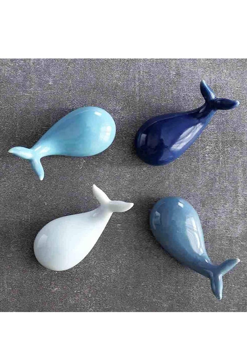 Oasisgalore 4 Pcs Blue Whale Ceramic Chopstick Holders, Animal-Shaped Table Decor  - Image 1