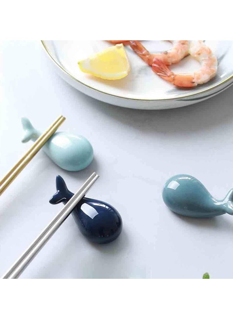 Oasisgalore 4 Pcs Blue Whale Ceramic Chopstick Holders, Animal-Shaped Table Decor  - Image 5