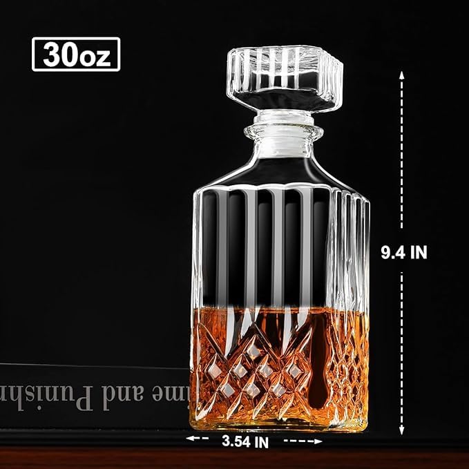LIMBANI BROTHERS LIMBANI BROTHERS Whiskey Decanter, Crystal Decanters for Alcohol with Glass Stopper, Gift Boxed Bourbon Decanter Men, Whiskey Decanter Sets for Men, Decanter for Whiskey (pack of 1) (Transperant)  - Image 2