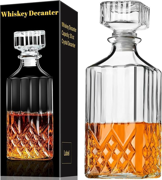LIMBANI BROTHERS LIMBANI BROTHERS Whiskey Decanter, Crystal Decanters for Alcohol with Glass Stopper, Gift Boxed Bourbon Decanter Men, Whiskey Decanter Sets for Men, Decanter for Whiskey (pack of 1) (Transperant)  - Image 1