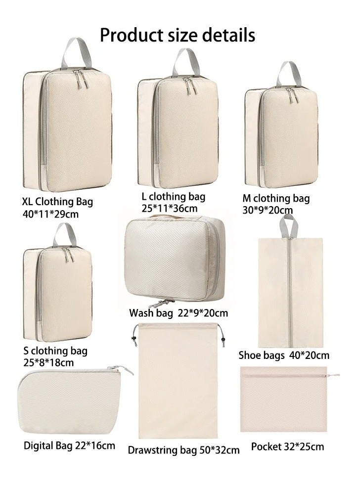 9 Set Compression Packing Cubes for Travel, Lightweight Vacation Travel Essentials, Travel Accessories for Suitcase Organizer Bags Set, Durable Luggage Organizer Travel Bags, Pink - Image 4