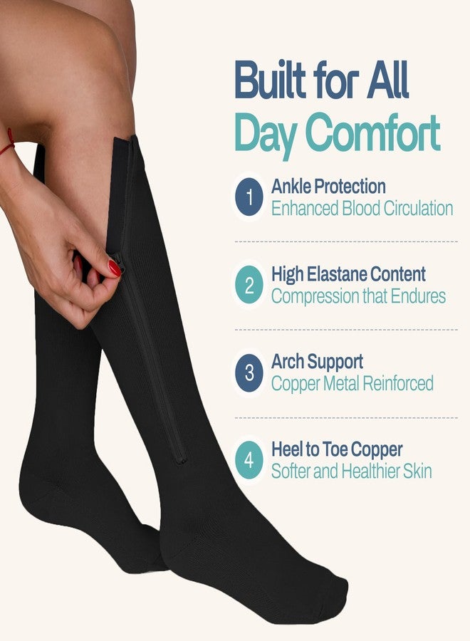 TheraMagic™ Zipper Compression Socks for Men & Women, 20-30mmHg Closed Toe Graduated Zippered Compression Stocking - Image 3