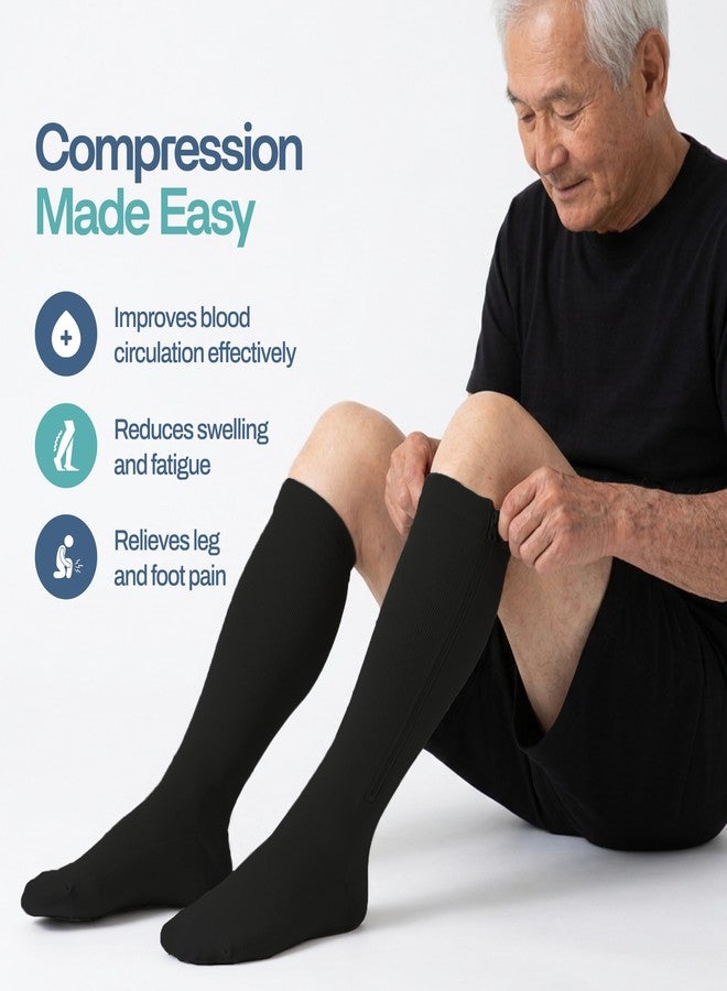 TheraMagic™ Zipper Compression Socks for Men & Women, 20-30mmHg Closed Toe Graduated Zippered Compression Stocking - Image 2