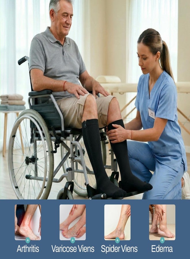 TheraMagic™ Zipper Compression Socks for Men & Women, 20-30mmHg Closed Toe Graduated Zippered Compression Stocking - Image 4