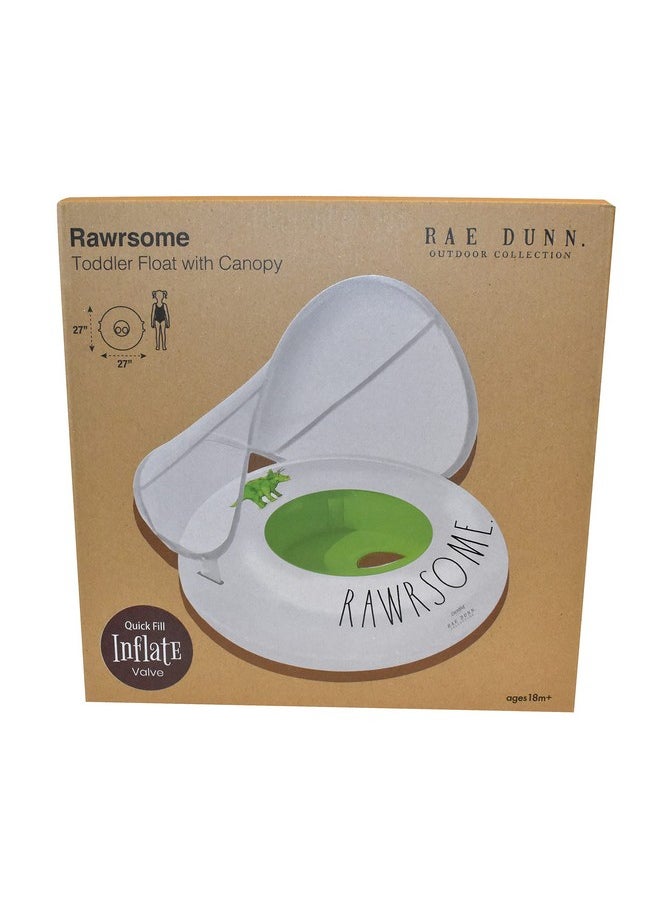 Coconut Float - Rae Dunn X Toddler Float With Canopy - New Velcro Connectors! - Child Sized Inflatable Raft & Durable Water Toy - Stable Ride-On For Summer Parties & Swim Events (Rawrsome) - Image 1