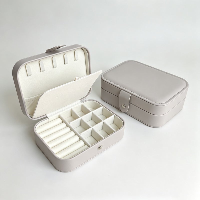 Travel-Friendly PU Leather Jewelry Box - Compact, Dustproof, Scratch-Resistant Organizer for Rings, Earrings, and Lipstick
