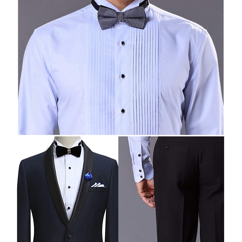 Jstyle Mens Cufflinks and Studs Set Tuxedo Shirts Classic Black&Silver Match for Business Wedding Formal Suit Father's Day Gift - Image 3