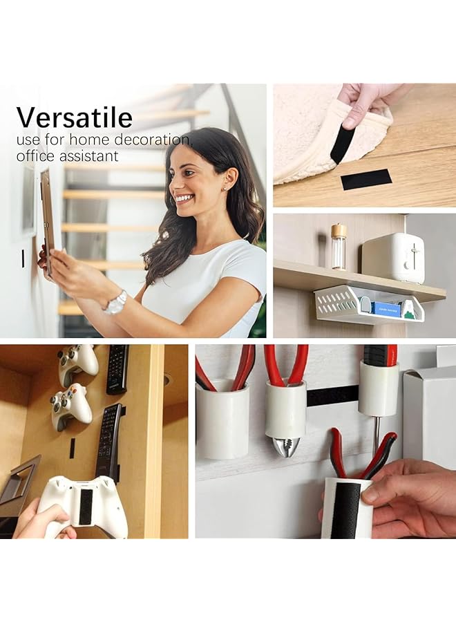 erorex 1 X 4 Inchi Hook And Loop Tape Double Command Adhesive Strip Heavy Duty Hook And Loop Tape For Mounting Hanging For Home Or Office Use Instead Of Holes And Screws Black 10 Pcs  - Image 2