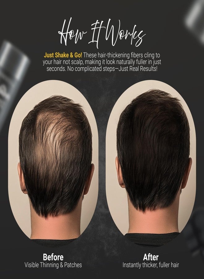 هيربيش ألياف هيربيش كولوريت لتكثيف الشعر - بودرة سوداء للشعر الخفيف، تغطية فورية لبقع الصلع وإخفاء فروة الرأس - ألياف تكثيف الشعر مقاومة للماء والعرق للرجال والنساء، 27.5 غرام - Image 3