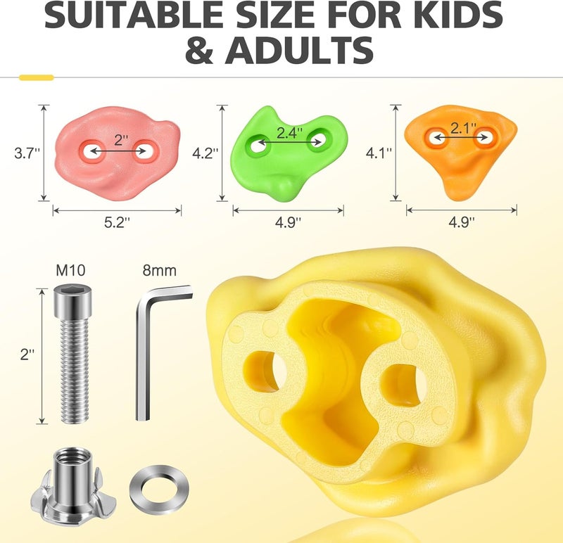 TOPNEW 18PCS Climbing Holds for Kids, Rock Wall Climbing Kit with Hardware for Indoor and Outdoor Climbing Wall, Soft Color - Image 4
