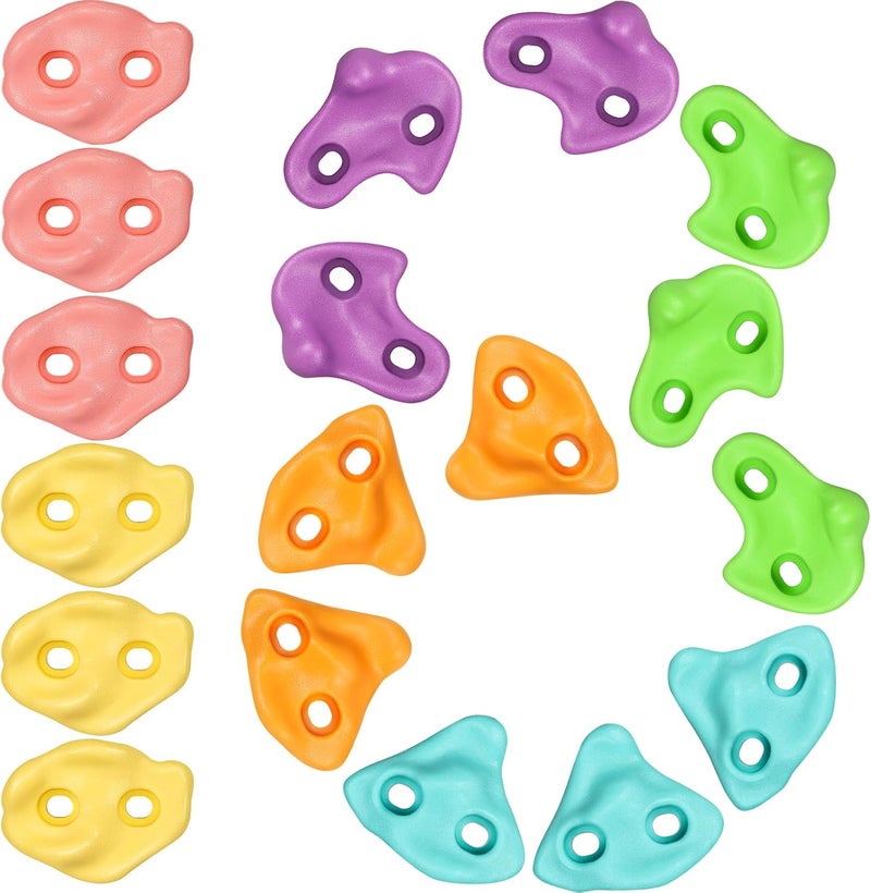 TOPNEW 18PCS Climbing Holds for Kids, Rock Wall Climbing Kit with Hardware for Indoor and Outdoor Climbing Wall, Soft Color - Image 1