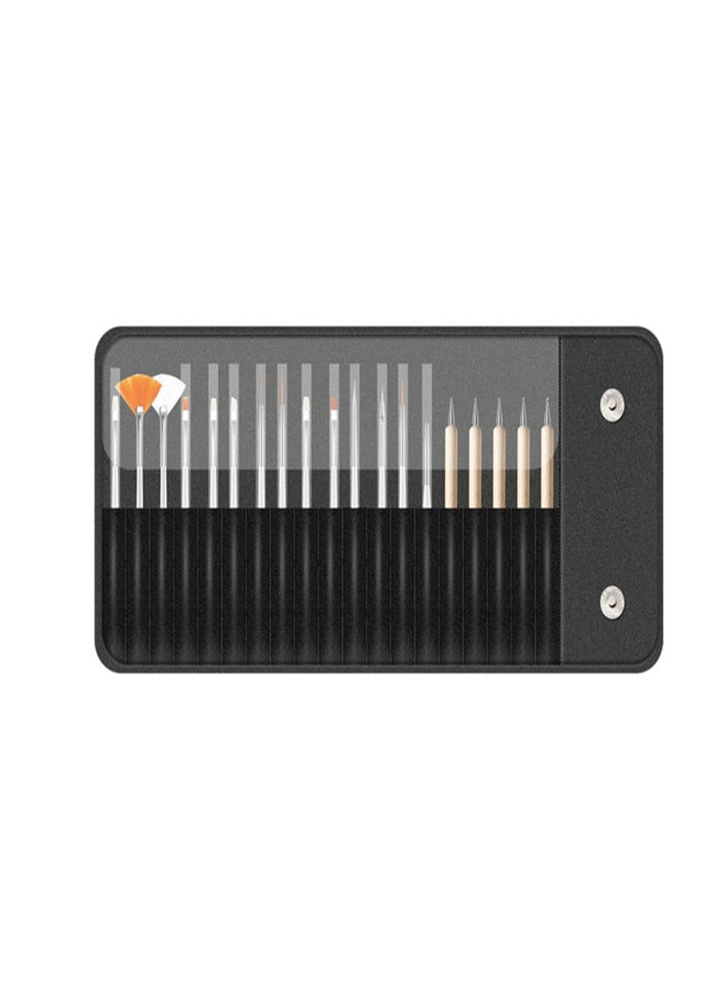 20PCS Nail Art Brush Kit Nail Painting Brush Pen Wood Nail Dotting Pen with Carry Bag - Image 1