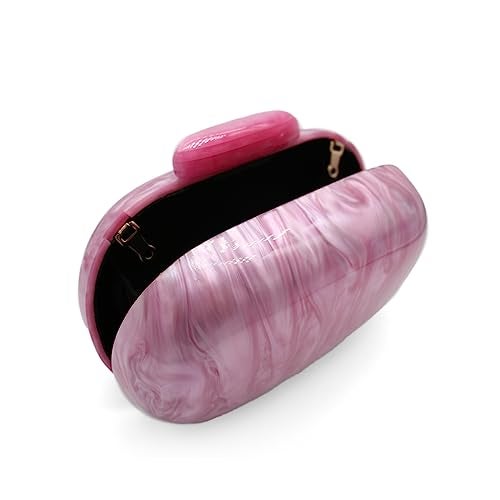 GSYPS Acrylic Evening Clutch Bag for Women Shell Shape Shoulder Crossbody Bag Glitter Marble Purse Handbag Pink - Image 3