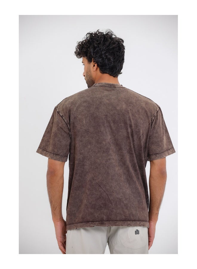 WHITE RABBIT Chest Printed Cotton T-Shirt - Brown  - Image 2