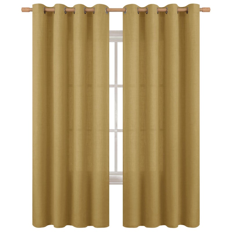 BGment Faux Linen Curtains for Living Room 84 Inch Length 2 Panels Set, Burlap Textured Thick Long Curtains Light Filtering Privacy Window Curtain Drapes with Grommet, 52 Inch Wide Each Panel, Taupe - Image 1
