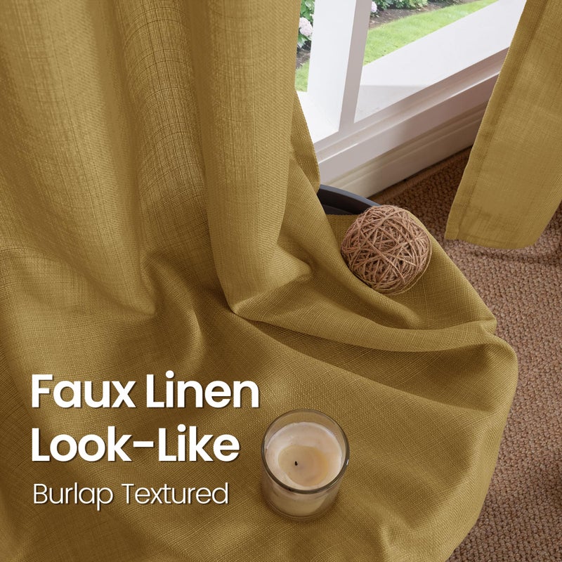 BGment Faux Linen Curtains for Living Room 84 Inch Length 2 Panels Set, Burlap Textured Thick Long Curtains Light Filtering Privacy Window Curtain Drapes with Grommet, 52 Inch Wide Each Panel, Taupe - Image 4