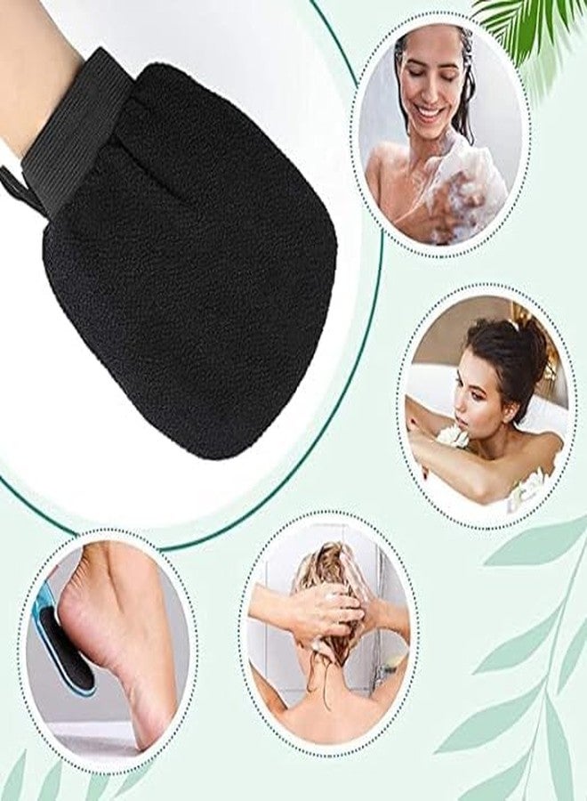 SHOPELLA قفازات استحمام شوبيلا، قفازات تقشير لإزالة الجلد الميت، قفاز تقشير الجسم، قفاز تبييض الجسم وتقشير الجسم (أسود) - Image 3