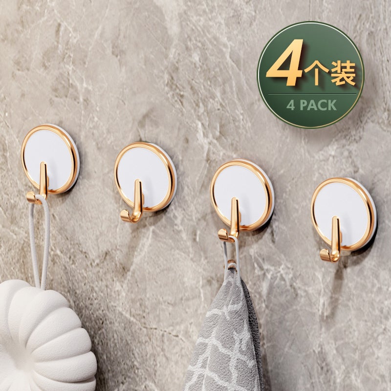 Luxury Adhesive Hooks Strong Load Bearing Towel And Clothes Hanger for Bathroom Wall No Trace Adhesive Single Hook Acrylic Material White 4 (carton packaging) 