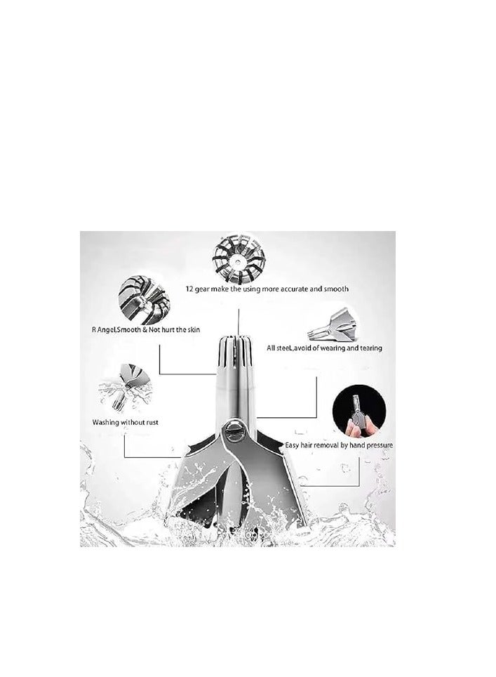 MySouq-Store 1pcs Manual Nose Hair Trimmer for Man & Woman,No Battery Required,Trimmer for Nose,Ear,Moustache and Whiskers Hair,Waterproof,Stainless Steel with Brush,Nasal Clippers - Image 1