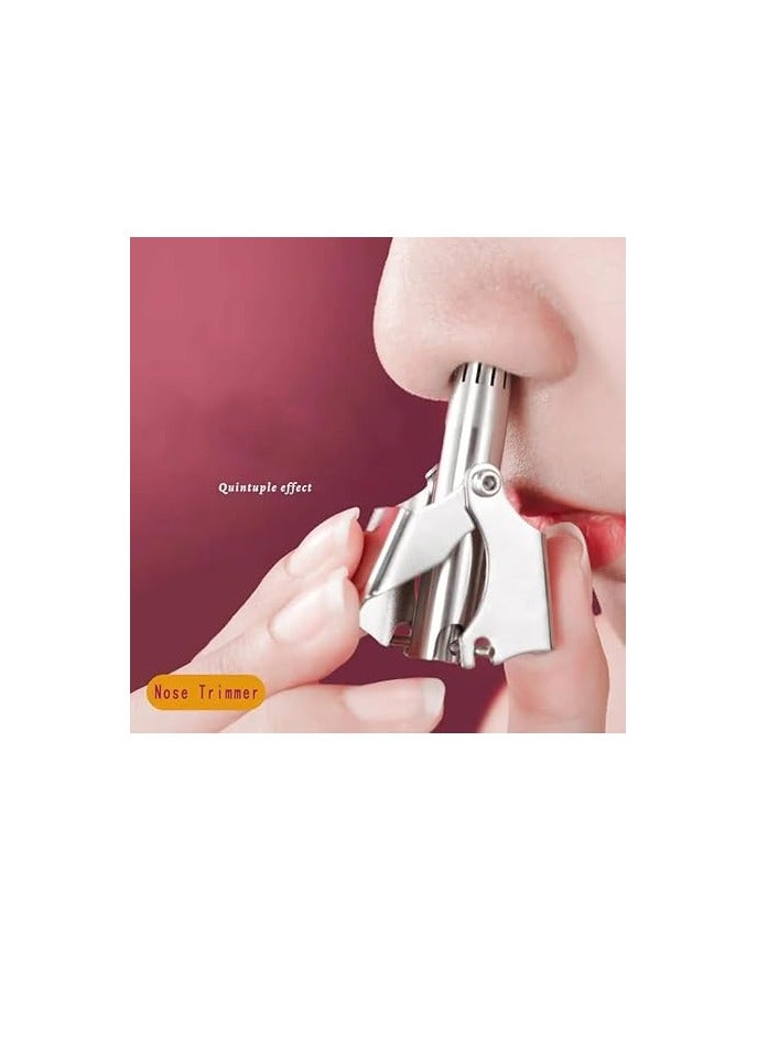MySouq-Store 1pcs Manual Nose Hair Trimmer for Man & Woman,No Battery Required,Trimmer for Nose,Ear,Moustache and Whiskers Hair,Waterproof,Stainless Steel with Brush,Nasal Clippers - Image 4