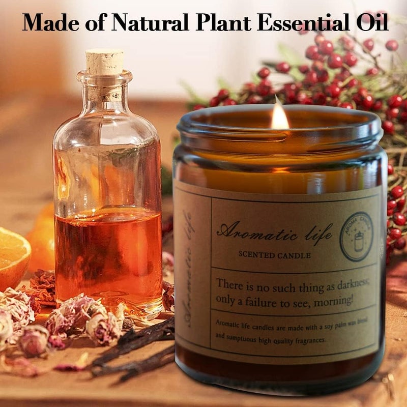 Cestbella Aromatherapy Candle Set Scented Candles for Home,3Pcs Soy Wax Candles Large Brown Jar Candle Soy Candles Gift Kit Long Burning Time Lasting Fragrance for Girlfriend Teacher Mom Birthday Present - Image 3