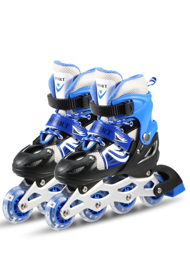 سبورت حذاء باتيناج قابل للتعديل عجل صف واحد فلاش LED، أزرق/أسود - Size Large 39-42  - Image 1