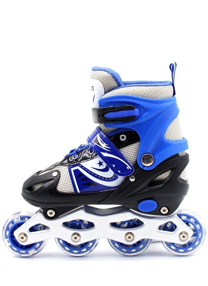سبورت حذاء باتيناج قابل للتعديل عجل صف واحد فلاش LED، أزرق/أسود - Size Large 39-42  - Image 2