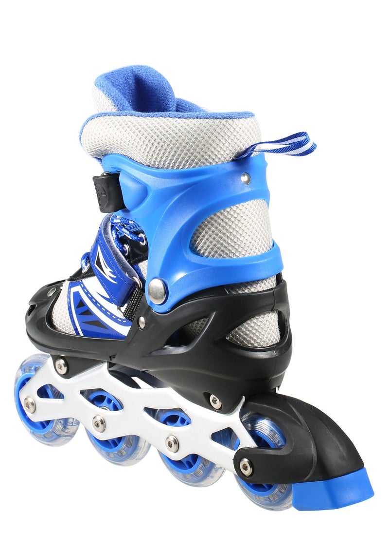 سبورت حذاء باتيناج قابل للتعديل عجل صف واحد فلاش LED، أزرق/أسود - Size Large 39-42  - Image 3