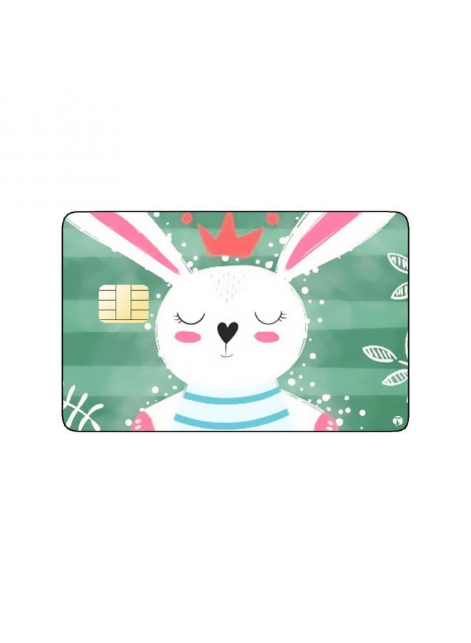 RKN PRINTED BANK CARD STICKER Cute Rabbit Drawing In Shirt With Crown  - Image 1