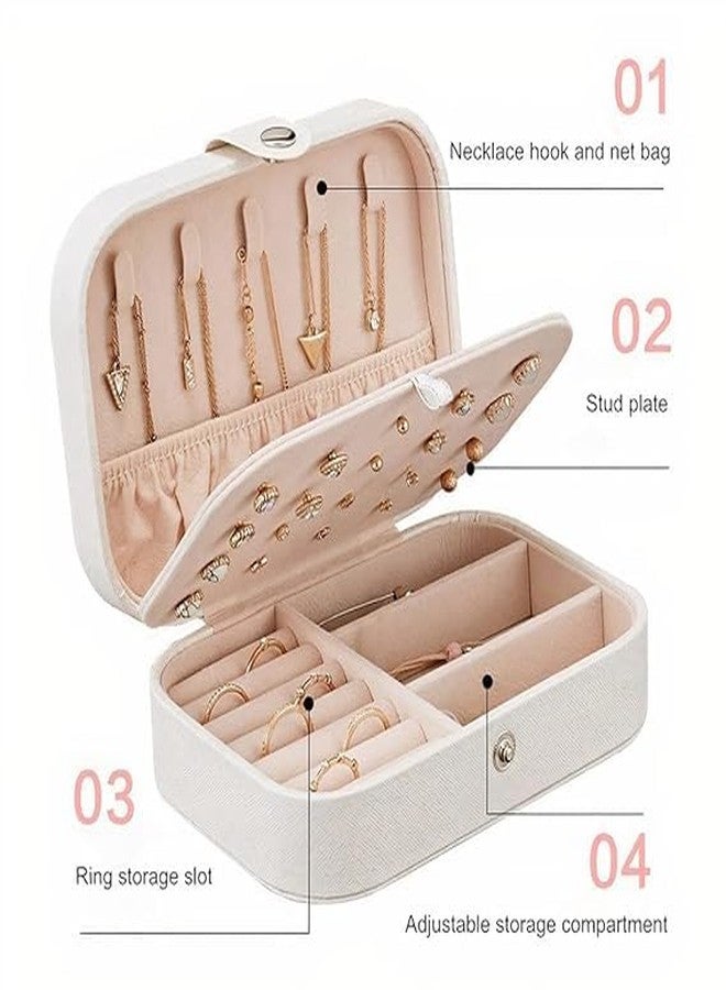 BKQPTL Jewellery Organiser PU Leather Zipper Portable Storage Box Case with Dividers Container for Rings, Earrings, Necklace Home Organizer, Pink/PACK OF 1 - Image 5