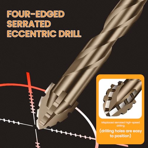 Serplex 14PCS Alloy Steel Carbide Drill Bits for Ceramic Tiles Glass Marble Concrete 3 4 5 6 8 10 12mm High Impact 4-Edge Sawtooth Power Hex Shank Hole Opener - Image 2